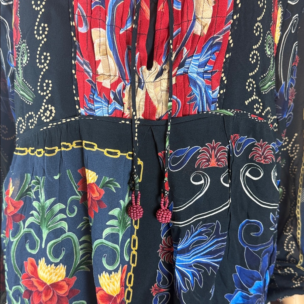 Farm Rio Mixed Arabesque Scarves Long Sleeve Mini Dress NWT - Picture 8 of 11